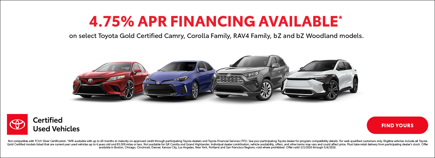 4.75% APR Financing Available at Motor Inn Toyota Of Carroll in Carroll IA